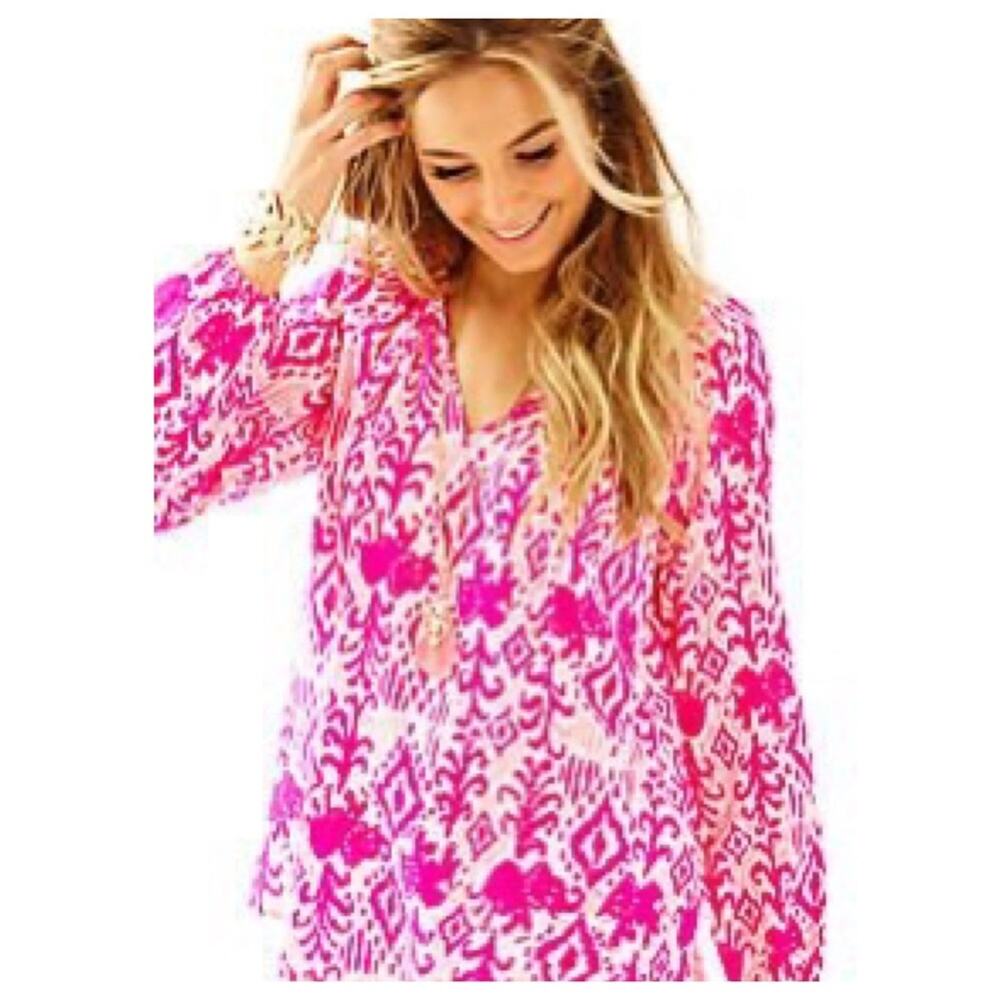 Lilly Pulitzer Willa Top in Magenta Tons of Fun